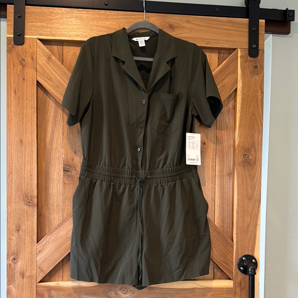 Athleta Olive Green Short Sleeve Jumpsuit